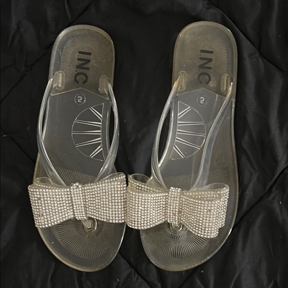 INC International Concepts Women's Clear Bow Sandals